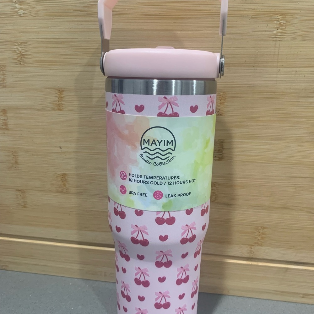 Pink Bow & Cherry Insulated Tumbler